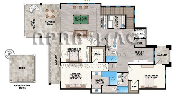 Проект двухэтажного дома с гаражом на три и более машин в современном стиле S5-421 (207-00065)