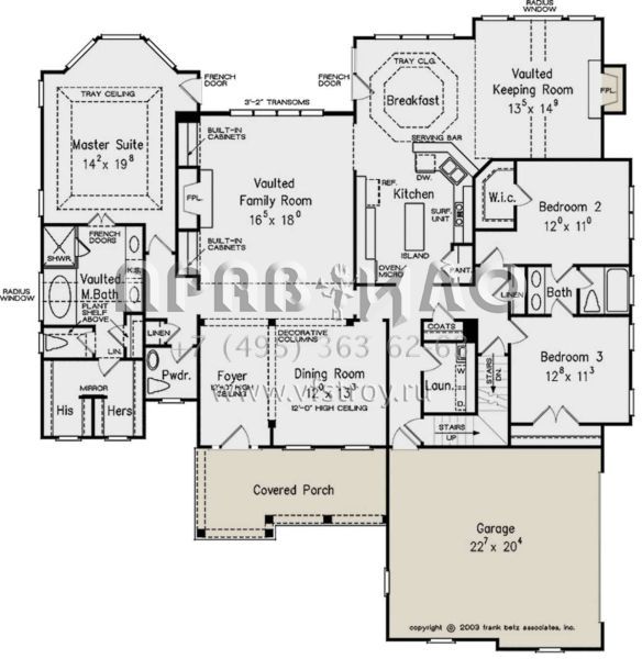 Проект одноэтажного дома с гаражом на две машины в американском стиле S5-237 (8594-00356)
