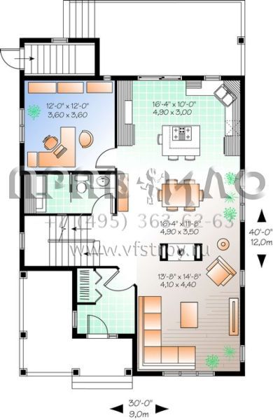 Проект двухэтажного дома без гаража в стиле Ранчо S5-197 (034-01012)