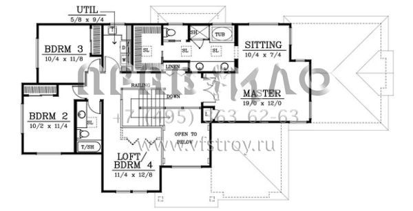 Проект двухэтажного дома с гаражом на две машины в стиле Ранчо S5-247 (692-00206)