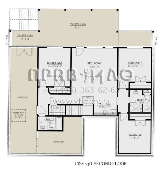 Проект одноэтажного дома с гаражом на три и более машин в американском стиле S5-309 (286-00111)