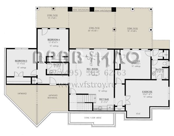 Проект одноэтажного дома с гаражом на три и более машин в американском стиле S5-385 (286-00106)