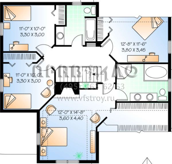 Проект двухэтажного дома с гаражом на одну машину в стиле Ранчо S5-195 (034-00046)
