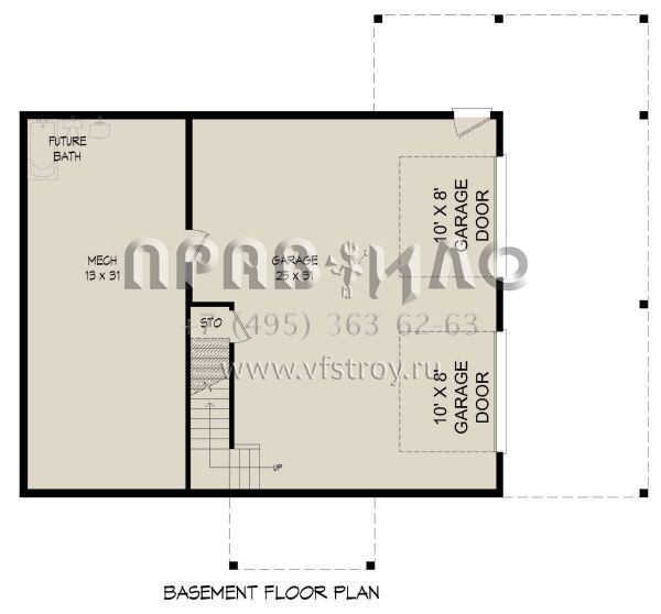 Проект двухэтажного дома с гаражом на две машины в стиле Ранчо S5-187 (940-00393)