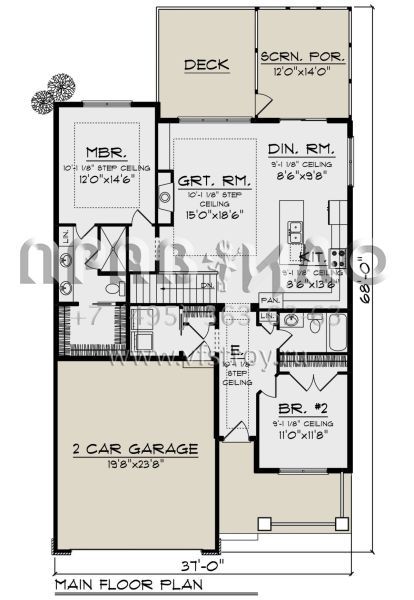 Проект одноэтажного дома с гаражом на две машины в американском стиле S5-201 (1020-00352)