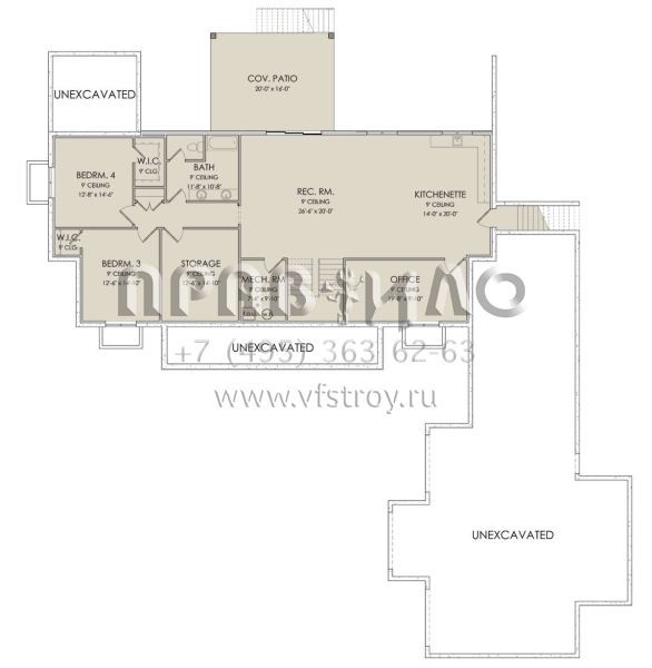 Проект одноэтажного дома с гаражом на три и более машин в современном стиле S5-245 (6422-00049)