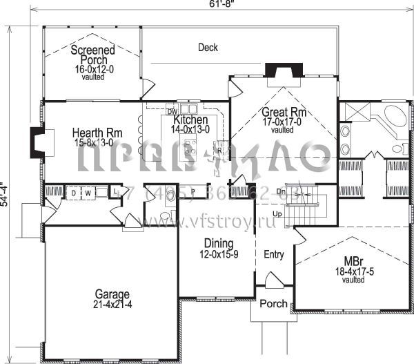 Проект двухэтажного дома с гаражом на две машины в стиле Ранчо S5-241 (5633-00025)