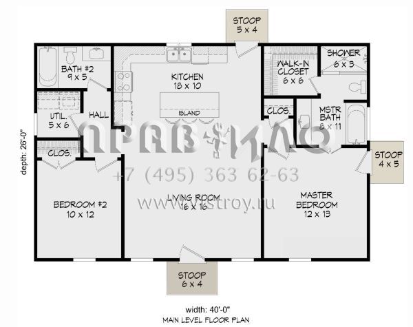 Проект одноэтажного дома без гаража в стиле Ранчо S5-97 (940-00959)