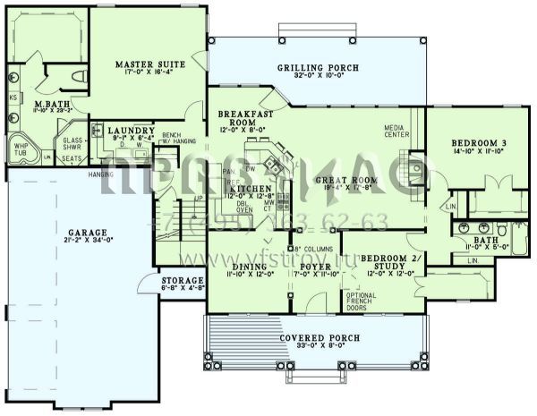Проект одноэтажного дома с гаражом на три и более машин в стиле Ранчо S5-216 (110-01074)