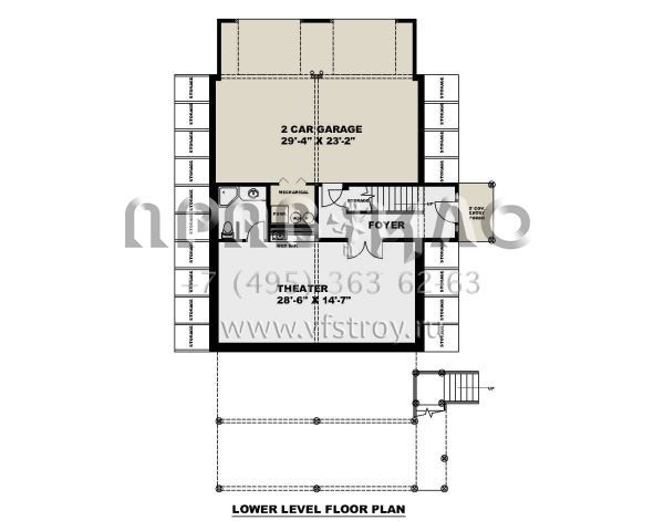 Проект двухэтажного дома с гаражом на две машины в стиле Дом-шалаш S5-219 (039-00723)