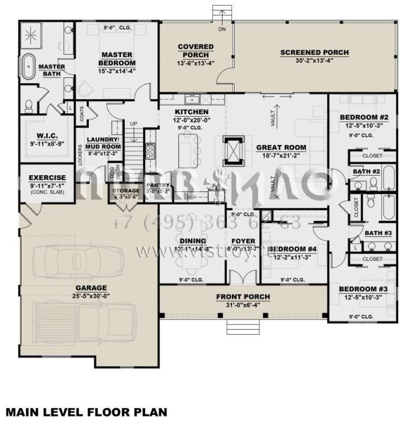 Проект одноэтажного дома с гаражом на две машины в современном стиле S5-230 (7568-00007)