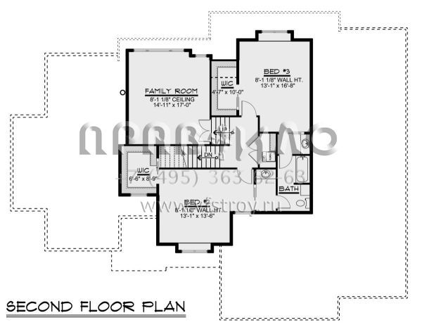 Проект двухэтажного дома с гаражом на три и более машин в американском стиле S5-286 (5032-00025)