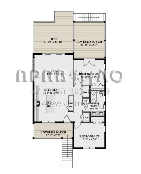 Проект двухэтажного дома с гаражом на одну машину в прибрежном стиле S5-102 (6849-00143)