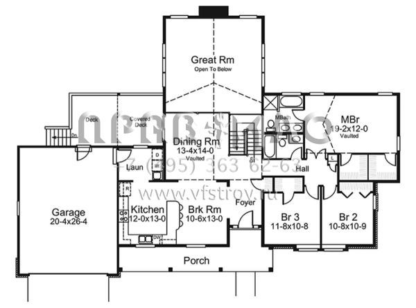 Проект одноэтажного дома с гаражом на две машины в стиле Ранчо S5-236 (5633-00262)