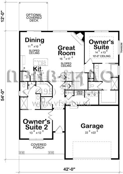 Проект двухэтажного дома с гаражом на две машины в американском стиле S5-197 (402-01541)