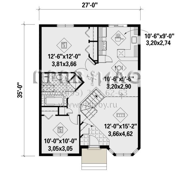 Проект одноэтажного дома без гаража в современном стиле S5-86 (6146-00457)