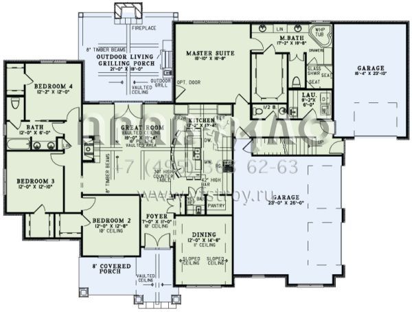 Проект одноэтажного дома с гаражом на три и более машин в стиле Шале S5-229 (110-01028)