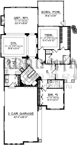 Проект одноэтажного дома с гаражом на три и более машин в стиле Ранчо S5-177 (1020-00289)
