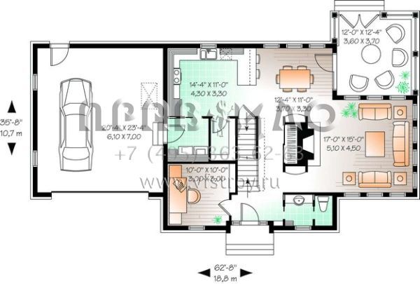 Проект двухэтажного дома с гаражом на две машины в стиле Ранчо S5-259 (034-00855)