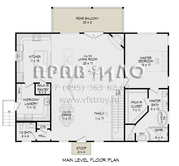 Проект одноэтажного дома без гаража в стиле Ранчо S5-305 (940-00502)