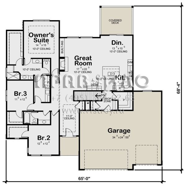 Проект одноэтажного дома с гаражом на три и более машин в современном стиле S5-348 (402-01646)