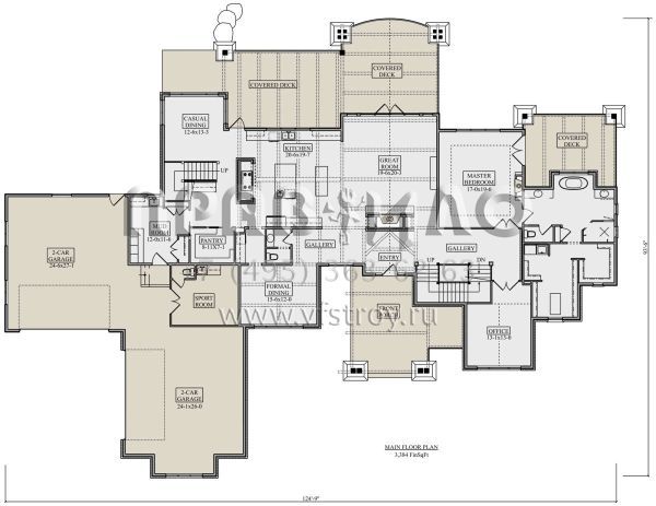 Проект двухэтажного дома с гаражом на три и более машин в американском стиле S5-457 (5631-00108)