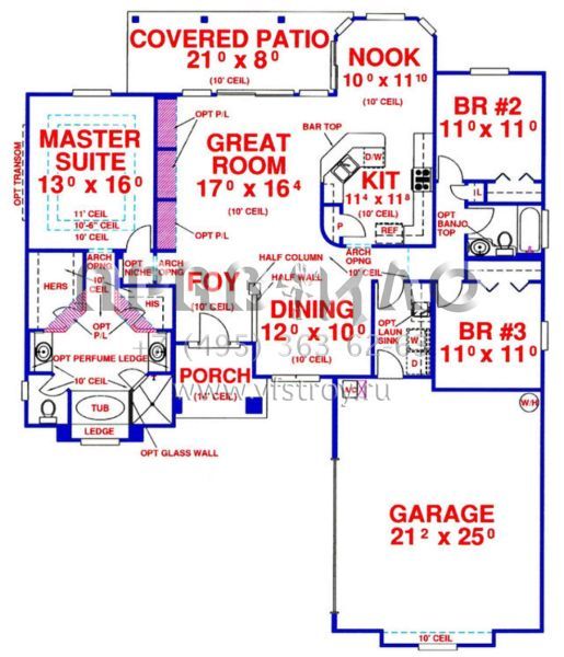 Проект одноэтажного дома с гаражом на две машины в стиле Ранчо S5-167 (4766-00022)