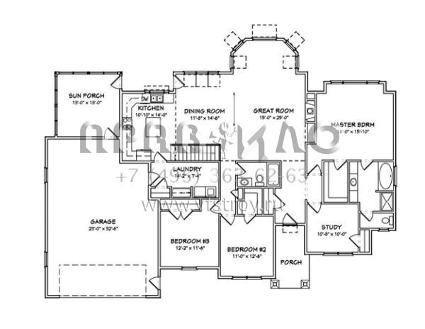 Проект одноэтажного дома с гаражом на две машины в американском стиле S5-193 (849-00035)