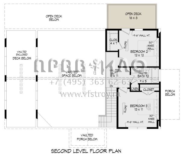 Проект двухэтажного дома без гаража в стиле Ранчо S5-200 (940-00930)