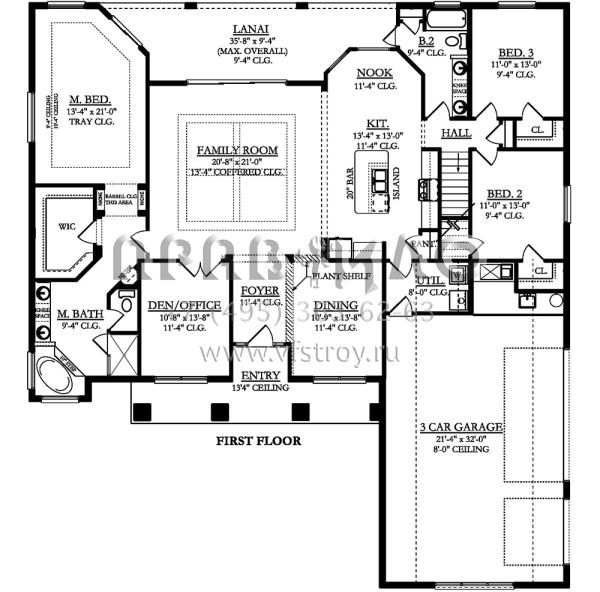 Проект двухэтажного дома с гаражом на три и более машин в английском стиле S5-277 (3978-00173)