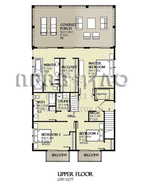 Проект двухэтажного дома с гаражом на две машины в прибрежном стиле S5-261 (1637-00106)