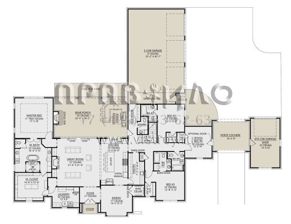 Проект одноэтажного дома с гаражом на три и более машин в английском стиле S5-310 (4534-00085)