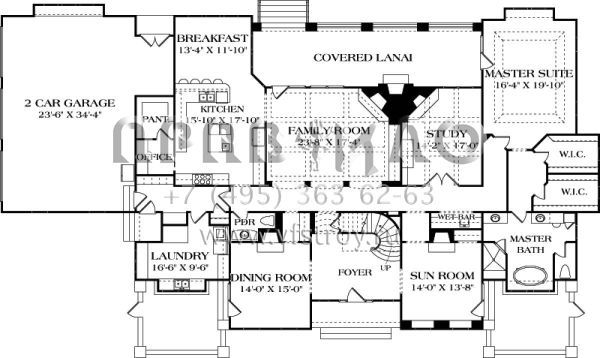 Проект двухэтажного дома с гаражом на две машины в стиле Ранчо S5-502 (3323-00642)