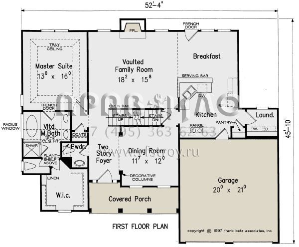 Проект двухэтажного дома с гаражом на две машины в стиле Ранчо S5-169 (8594-00178)