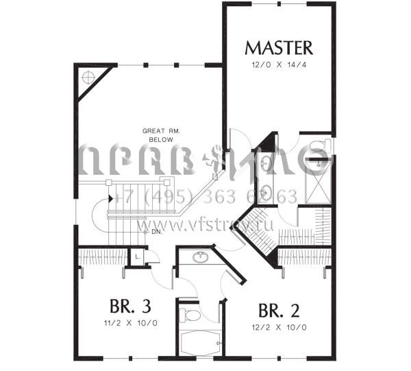 Проект двухэтажного дома с гаражом на две машины в стиле Ранчо S5-178 (2559-00241)