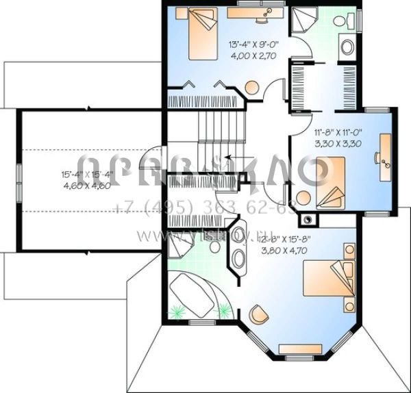 Проект двухэтажного дома с гаражом на одну машину в английском стиле S5-164 (034-00937)