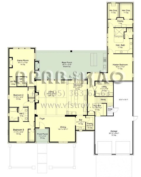 Проект двухэтажного дома с гаражом на три и более машин в современном стиле S5-419 (7516-00072)