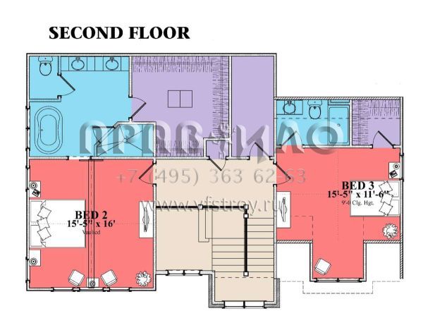 Проект двухэтажного дома с гаражом на две машины в стиле Ранчо S5-316 (1070-00271)