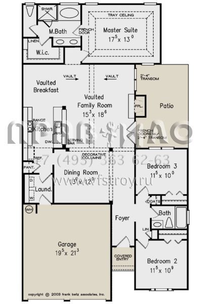 Проект одноэтажного дома с гаражом на две машины в стиле Ранчо S5-151 (8594-00352)