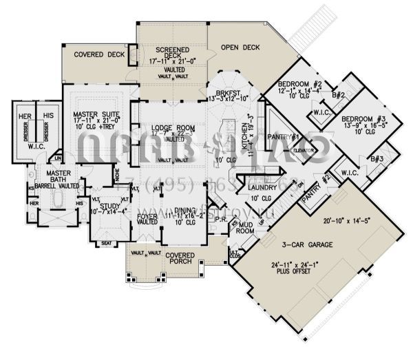 Проект двухэтажного дома с гаражом на три и более машин в американском стиле S5-451 (699-00266)