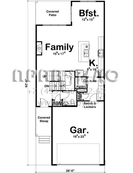 Проект двухэтажного дома с гаражом на две машины в стиле Ранчо S5-181 (963-00226)
