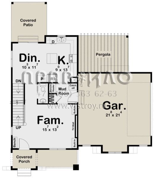 Проект двухэтажного дома с гаражом на две машины в современном стиле S5-150 (963-00493)