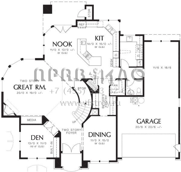 Проект двухэтажного дома с гаражом на три и более машин в английском стиле S5-316 (2559-00538)