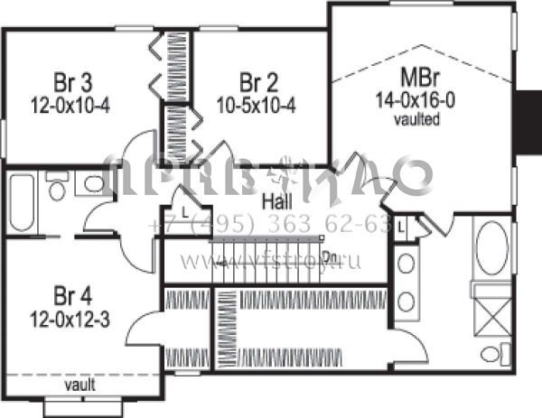 Проект двухэтажного дома с гаражом на две машины в стиле Ранчо S5-201 (5633-00148)