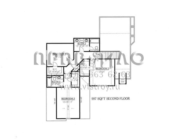 Проект двухэтажного дома с гаражом на три и более машин в стиле Ранчо S5-285 (286-00016)