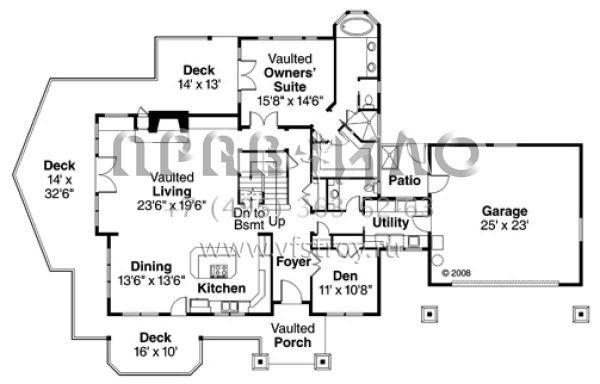 Проект двухэтажного дома с гаражом на две машины в американском стиле S5-253 (035-00359)