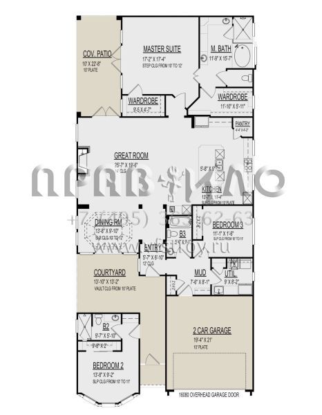 Проект одноэтажного дома с гаражом на две машины в прибрежном стиле S5-227 (9300-00054)