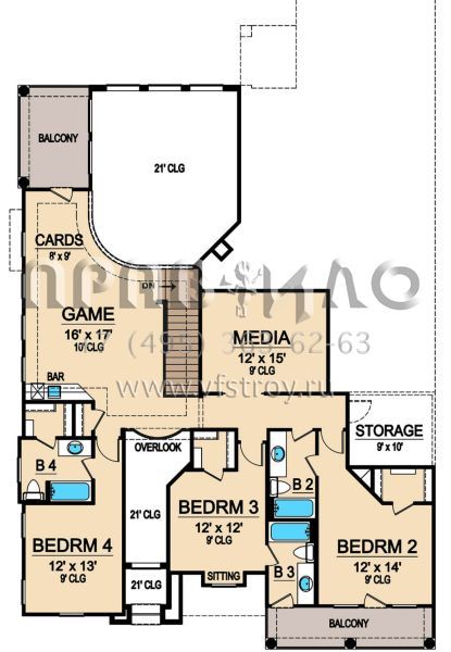 Проект двухэтажного дома с гаражом на три и более машин в прибрежном стиле S5-371 (5445-00319)