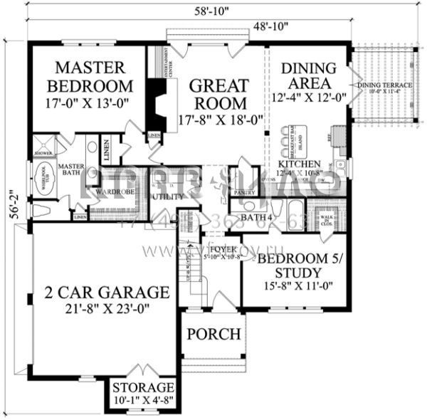 Проект двухэтажного дома с гаражом на две машины в стиле Ранчо S5-248 (7922-00223)