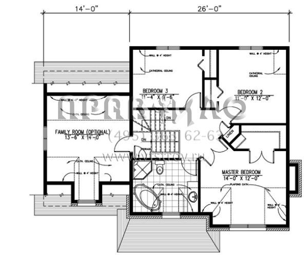 Проект двухэтажного дома с гаражом на одну машину в стиле Ранчо S5-140 (1785-00195)